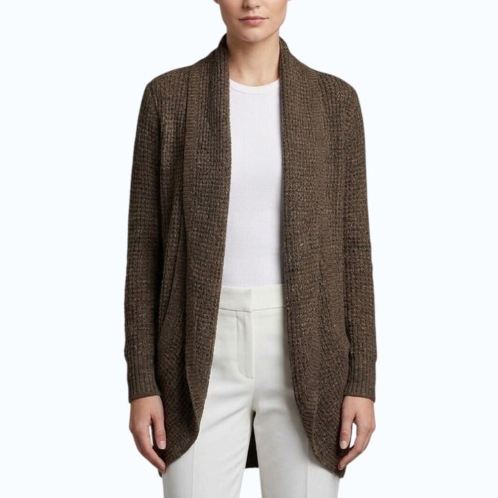 Market & Spruce Tabatha Waffle Knit Cardigan Brown Women Size XS NWT